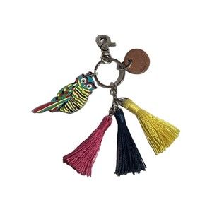Sakroots Owl Charm Purse Keychain Multicolor Tassel Accessory